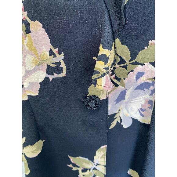 Vintage 80s Connie Anderson Audio Rayon Blazer Shrug Coat Floral Flutter Large - Picture 4 of 8